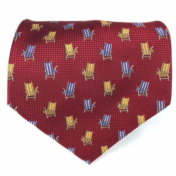 Tommy Bahama Other - Tommy Bahama Men's Tie Silk Handmade Red Tropical Beach Chairs Aloha Necktie 57"
